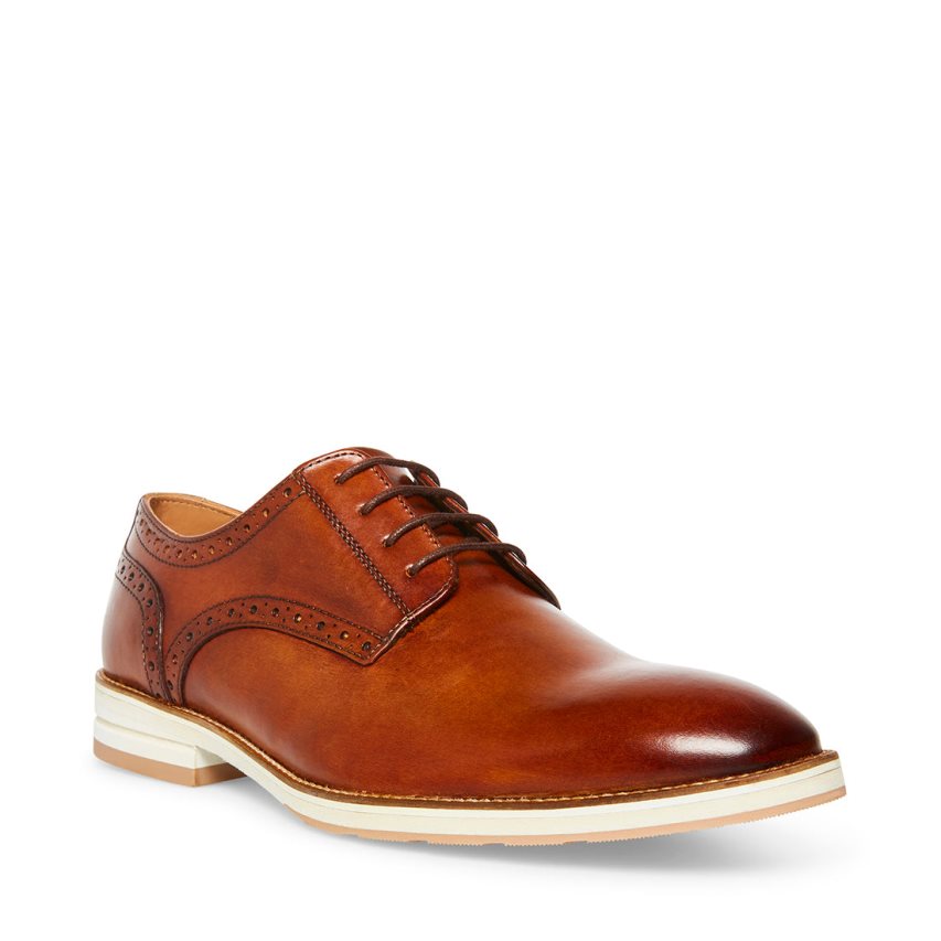 Brown Steve Madden Derbyy Leather Men's Derby Shoes | PH 2516KI16